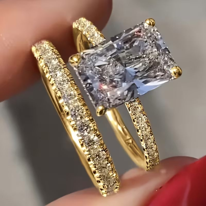 Radiant Pavé Split Band Ring