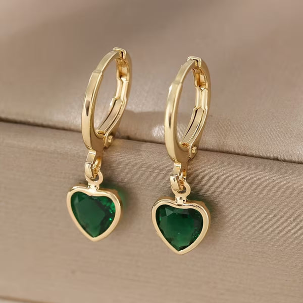 Ruby Heart Drop Earrings