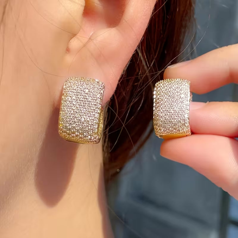 Pavé Gold Huggie Earrings