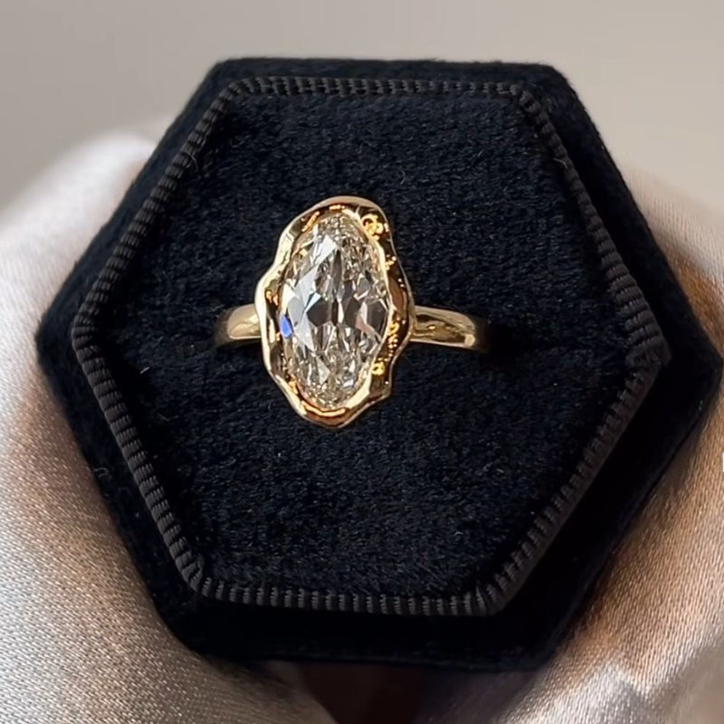 Vintage Halo Oval Solitaire Ring