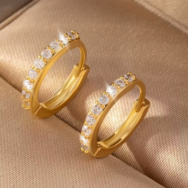 Pavé Huggie Hoop Earrings