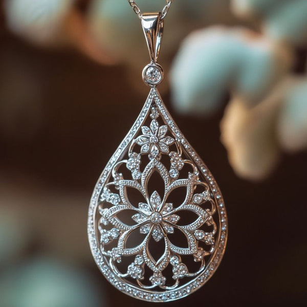 Vintage Lace Teardrop Necklace