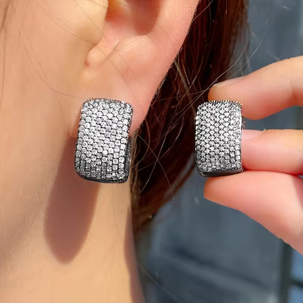Pavé Gold Huggie Earrings