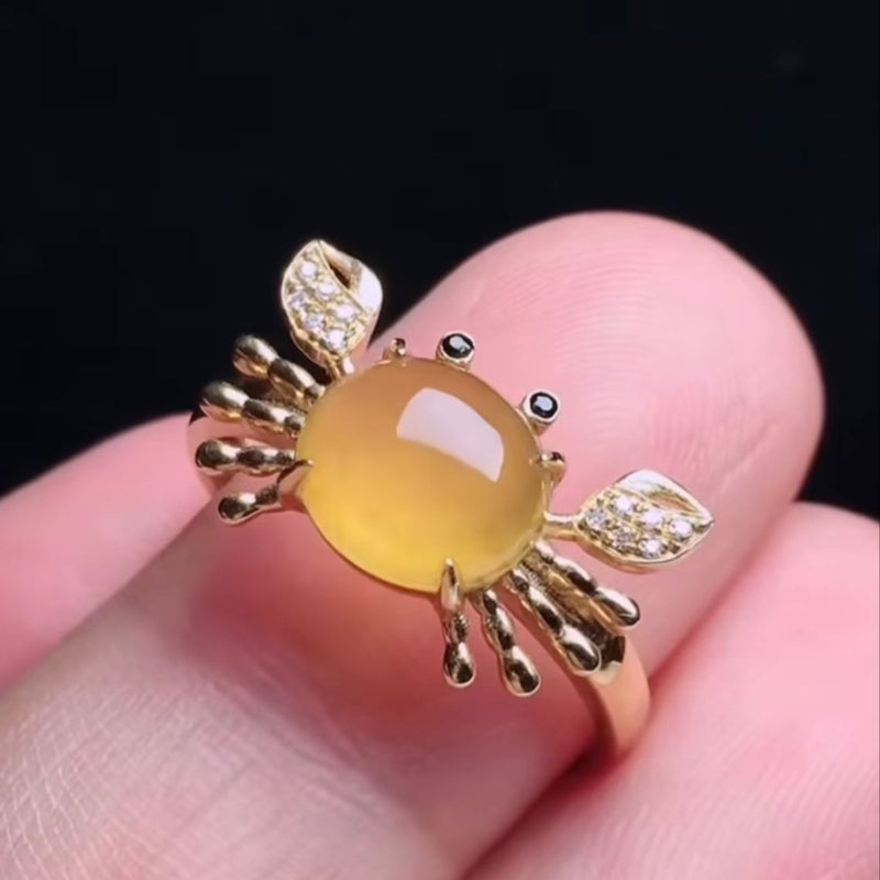 Sunstone Guardian Crab Ring