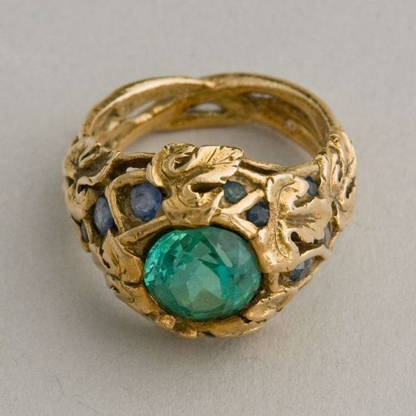 Vintage Forged Green Stone Ring