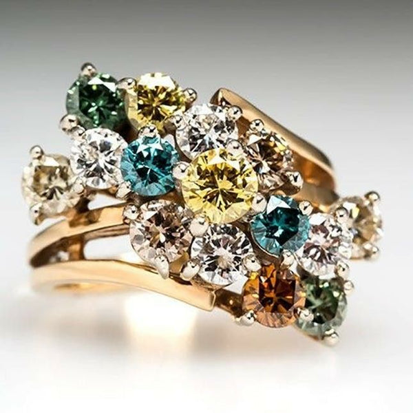 Vintage Colorful Cocktail Zirconia Ring
