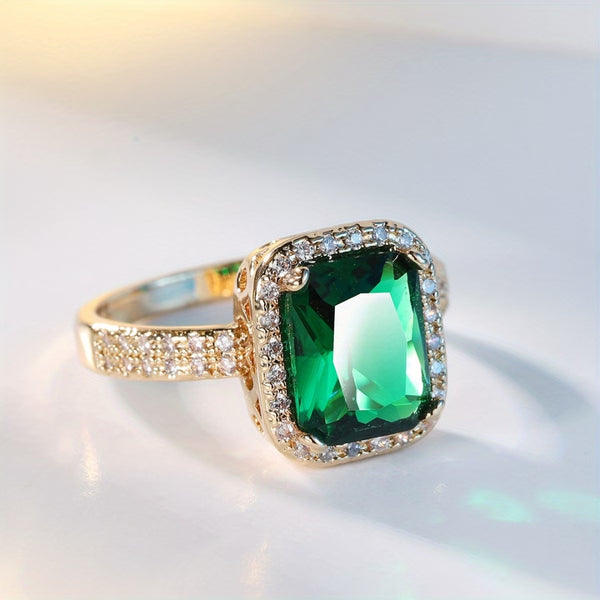 Emerald Cushion Halo Ring