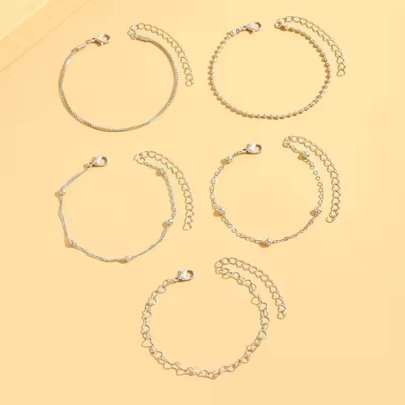 Heart Link & Pearl Bracelet Stack