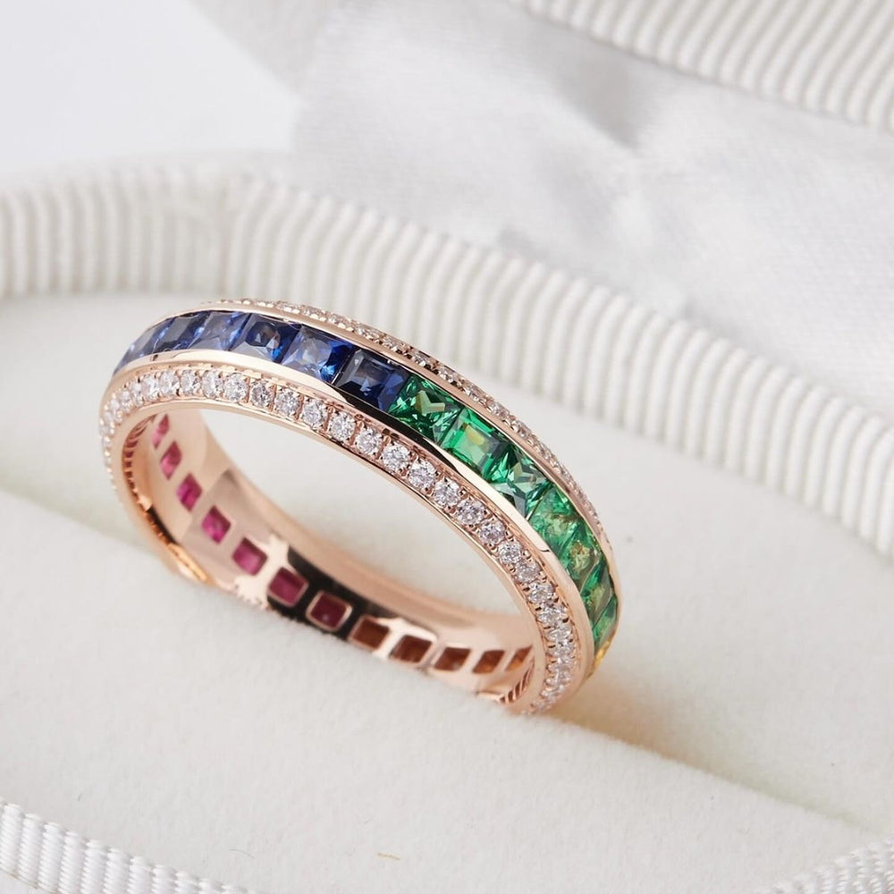 Emerald & Sapphire Luxe Band Ring