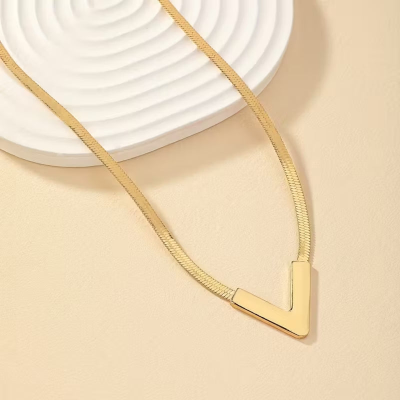 Modern V Gold Necklace