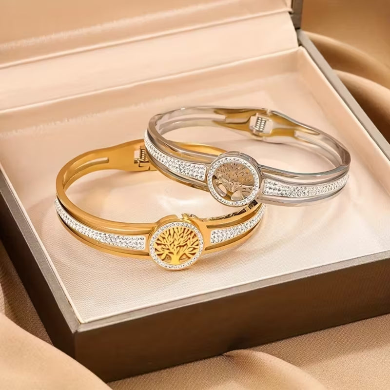 Tree of Life Crystal Cuff Bracelet