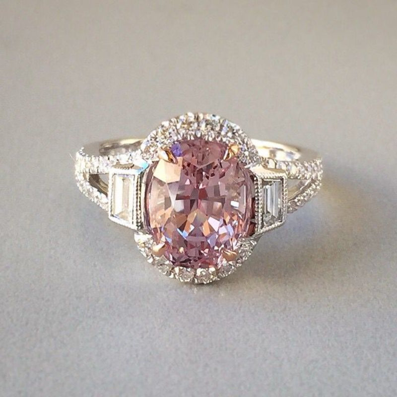 Blush Halo Oval Statement Ring