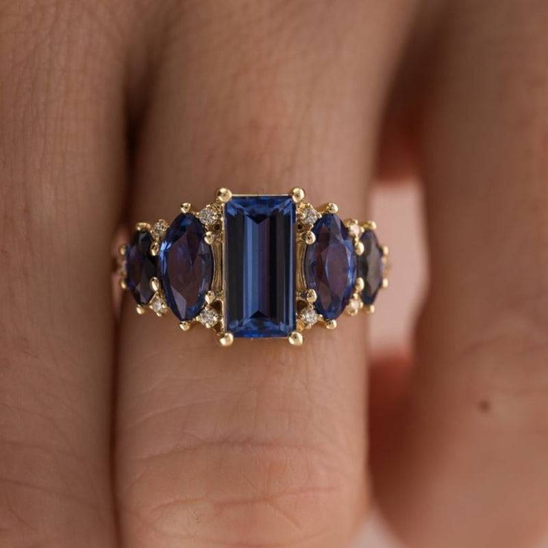Blue Marquis Trinity Ring