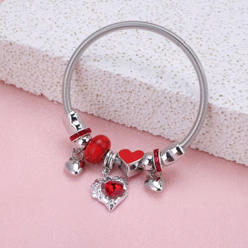 Heart Charm Snake Bracelet