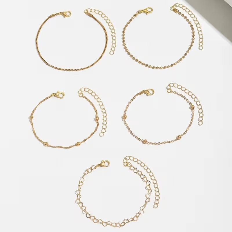 Heart Link & Pearl Bracelet Stack