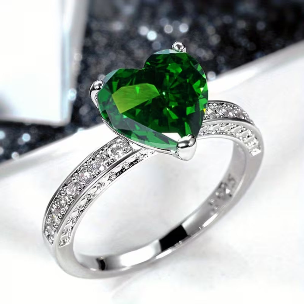 Open Leaf Emerald Ring
