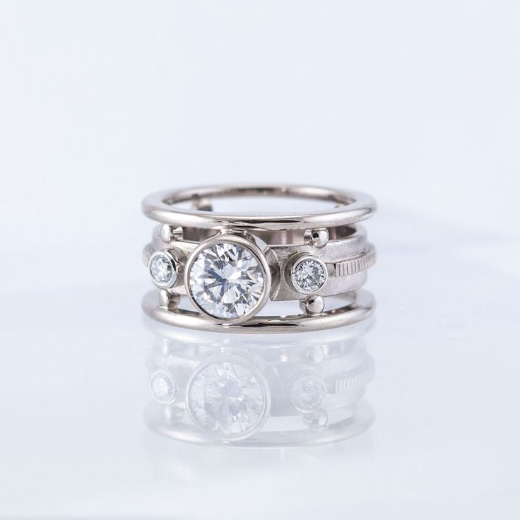 Vintage Diamond Zirconia Silver Ring