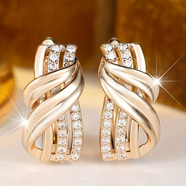 Twisted Pavé Hoop Earrings