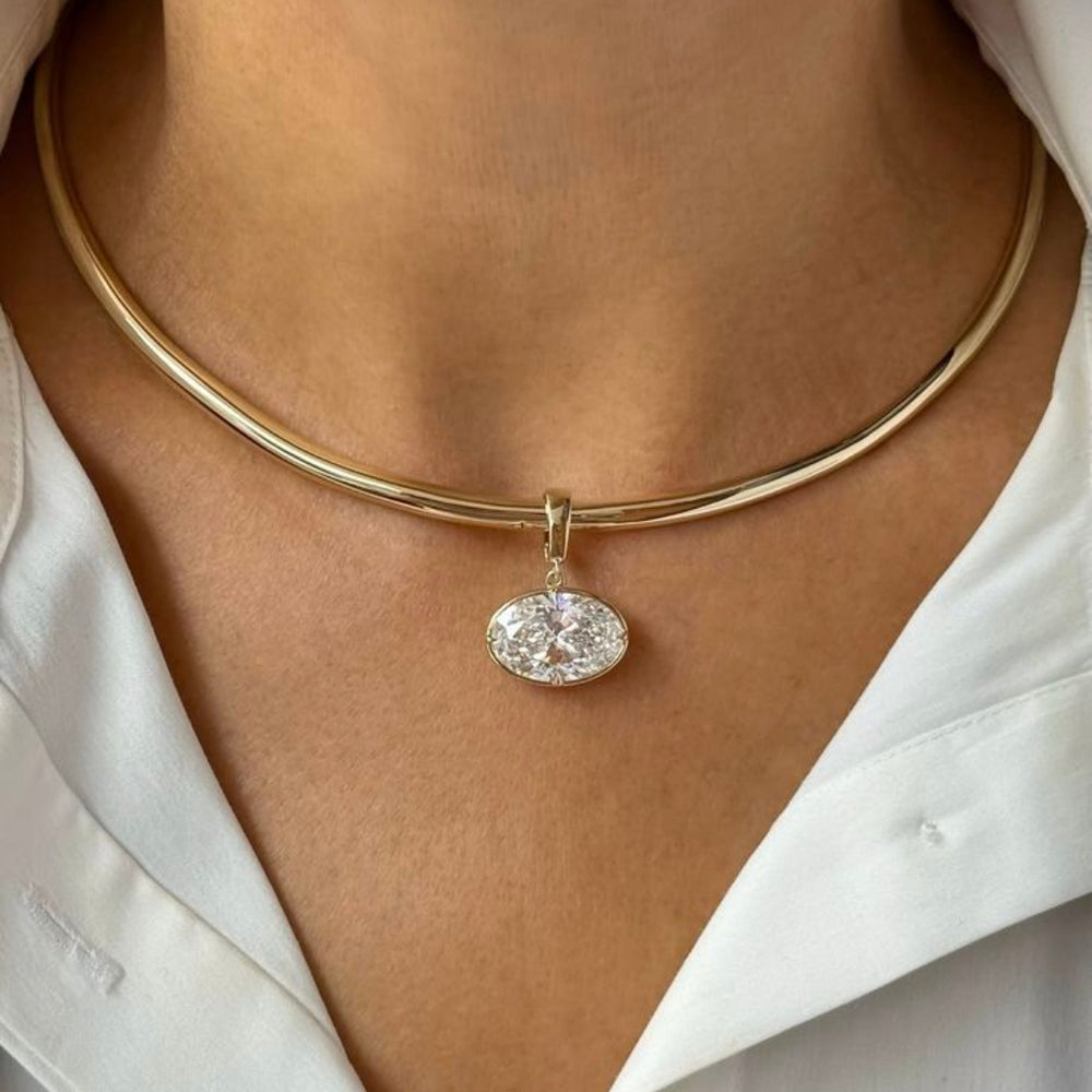 Minimal Oval Pendant Necklace