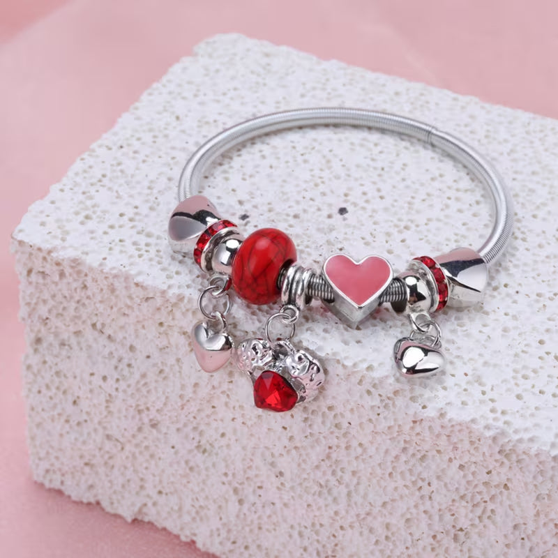 Heart Charm Snake Bracelet