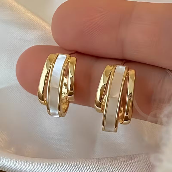 Mother-of-Pearl Inlay Hoop Earrings