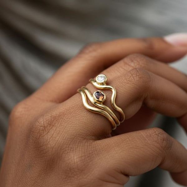 Dual Wave Gem Ring
