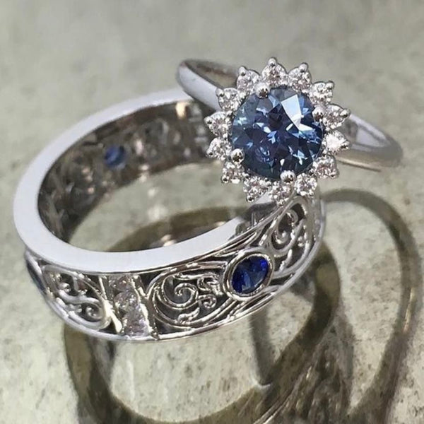 Vintage Sapphire Halo Ring