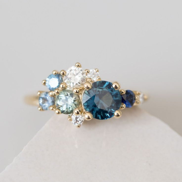 Vintage Inlaid Blue Crystalline Ring