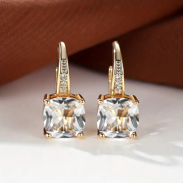 Gold Mystic Stone Hoop Earrings