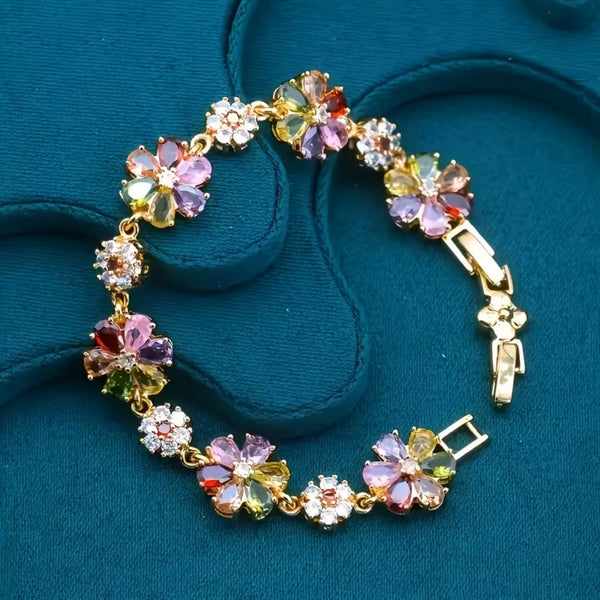 Floral Rainbow Crystal Bracelet