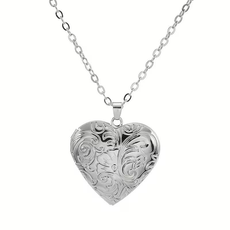 Engraved Heart Locket Necklace
