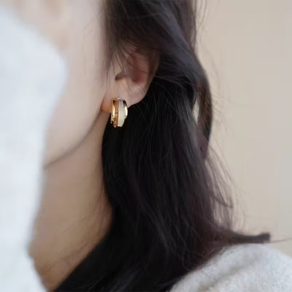 Mother-of-Pearl Inlay Hoop Earrings