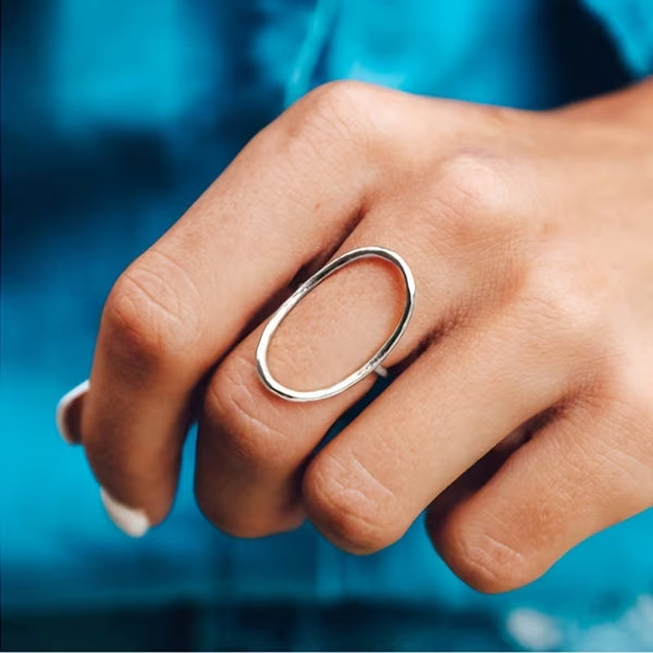 Minimal Oval Silver Ring