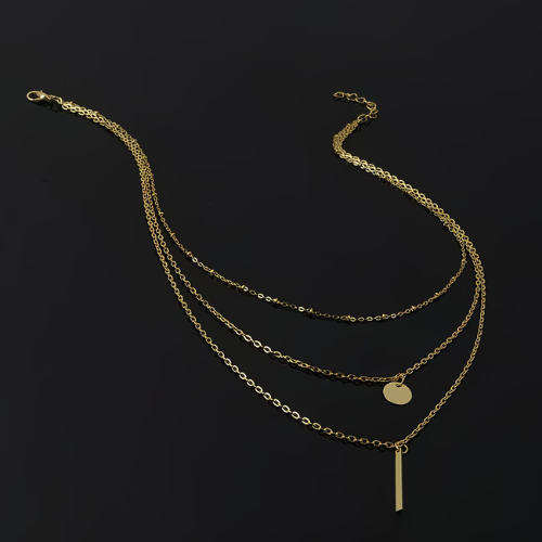 Layered Minimal Bar & Coin Necklace
