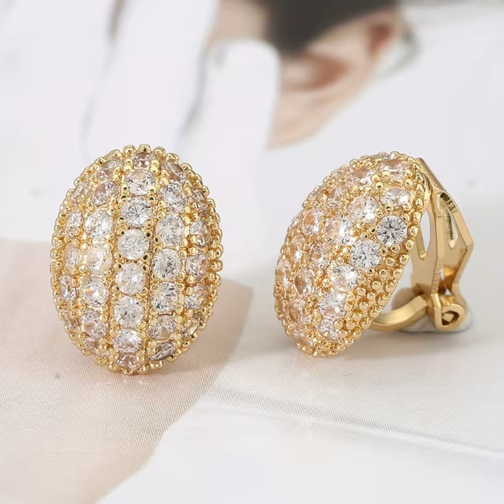 Oval Pavé Dome Earrings