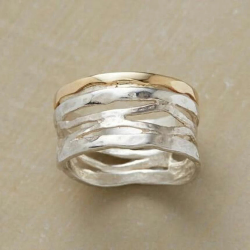 Vintage Hollow Silver & Gold Ring