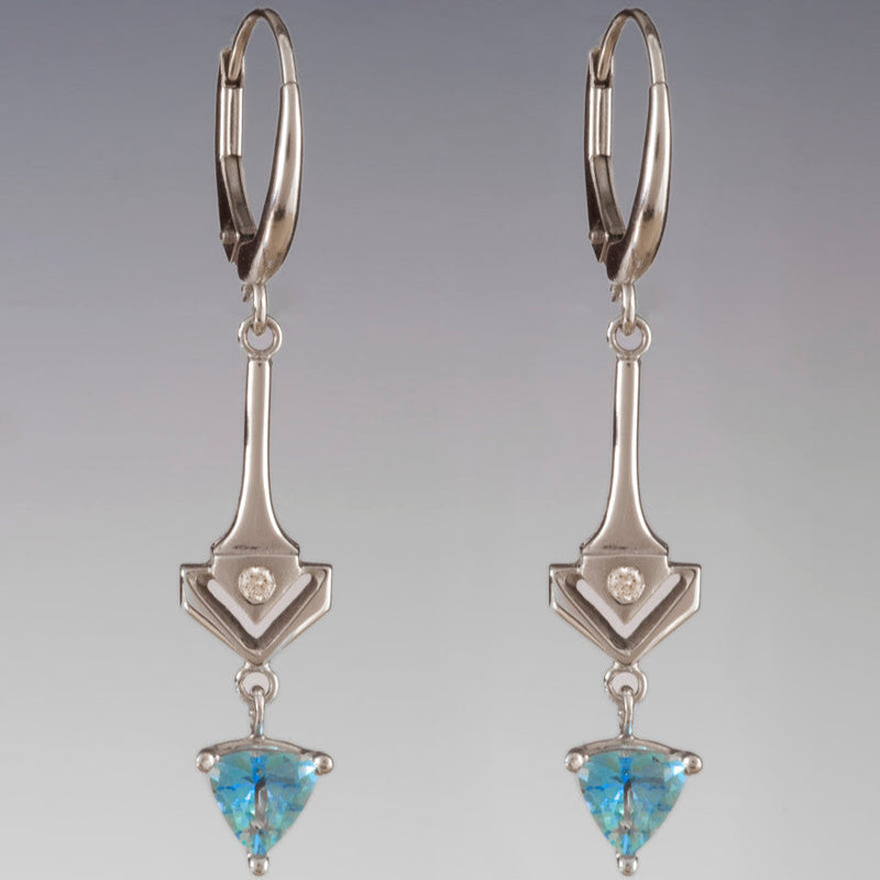 Vintage Blue Zirconia Arrow Earrings