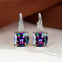 Mystic Stone Hoop Earrings | White Gold
