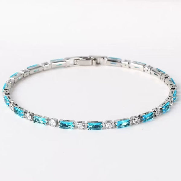 Natural Turquoise Stone Bracelet | White Gold