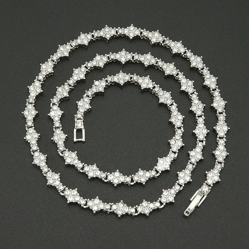 Classic Cluster Tennis Necklace | White Gold