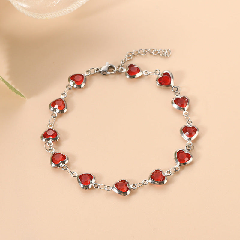 Ophelyra Garnetelle Bracelet - Elegant White Gold