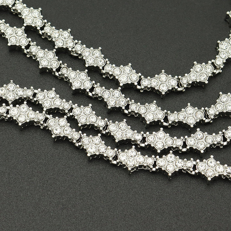 Classic Cluster Tennis Necklace | White Gold