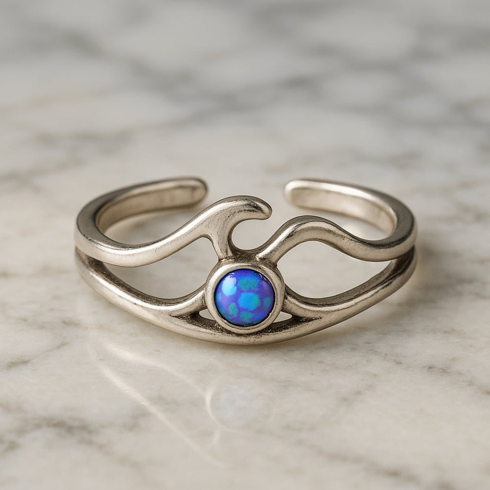 Blue Wave Stone Silver Ring