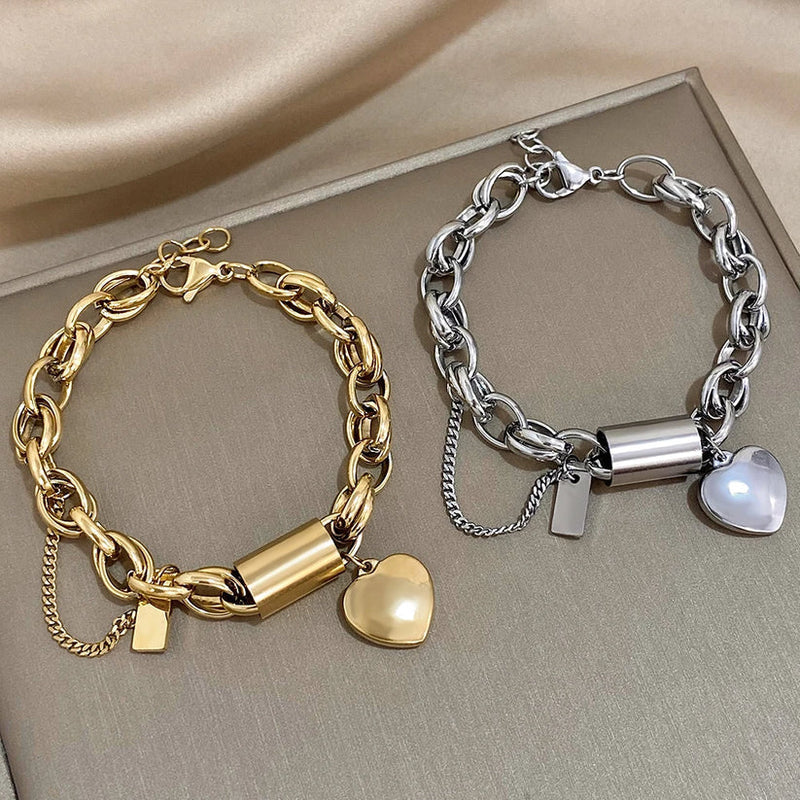 Heartened Chunky Bracelet | White Gold