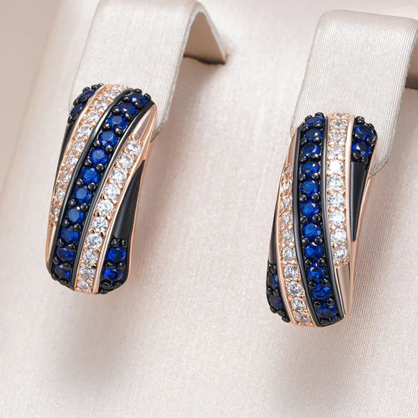 Elegant Blue & White Zirconia Earrings