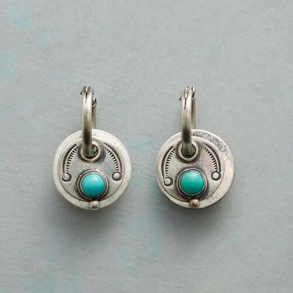 Silver Blue Opal Boho Earrings