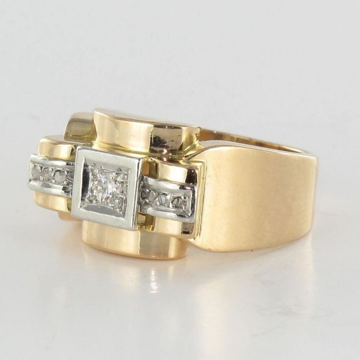 Vintage Silver & Gold Crystal Ring