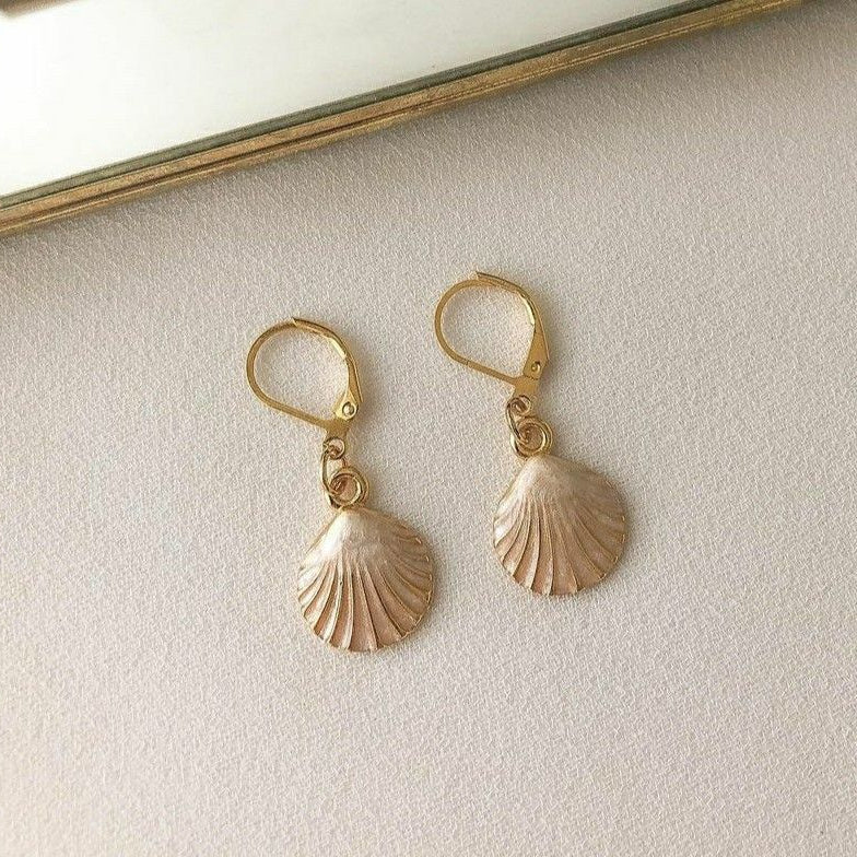 Golden Shell Drop Earrings