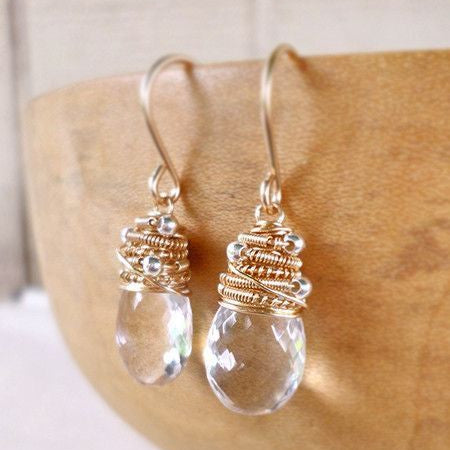Vintage White Glass Drop Earrings