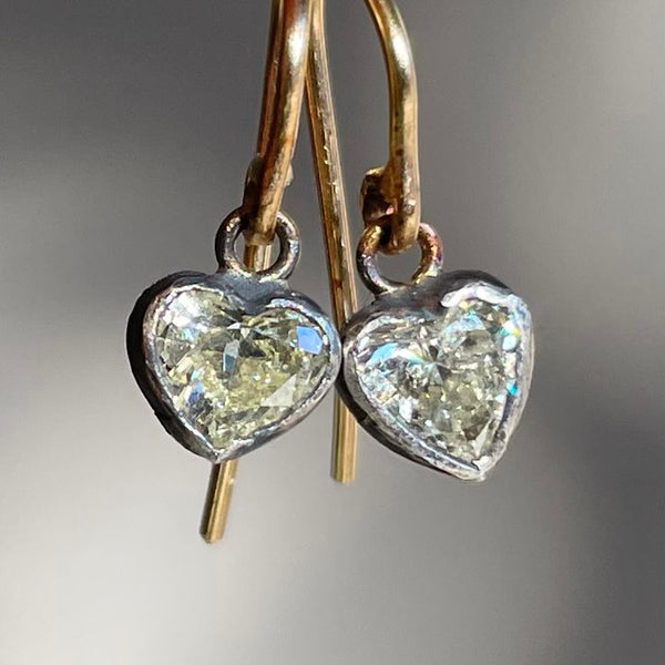 Vintage Crystal Heart Glass Earrings